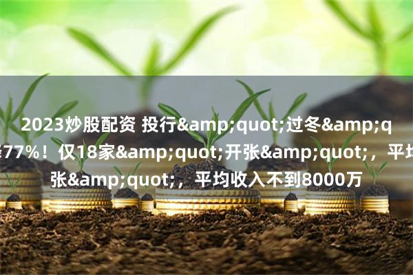 2023炒股配资 投行&quot;过冬&quot;！一季度骤降77%！仅18家&quot;开张&quot;，平均收入不到8000万