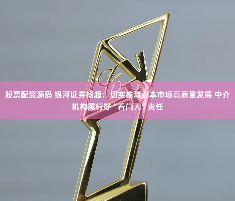股票配资源码 银河证券杨超：切实推动资本市场高质量发展 中介机构履行好“看门人”责任